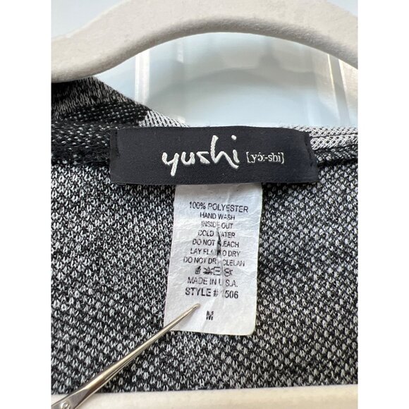 Yushi Polka Dot Asymmetrical Sweater Women Medium Gray Black Polyester Cozy Knit - Picture 3 of 6